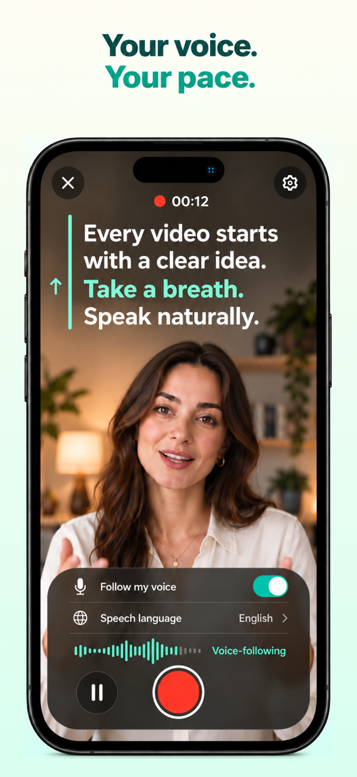 Voice-following script scrolling in Teleprompter